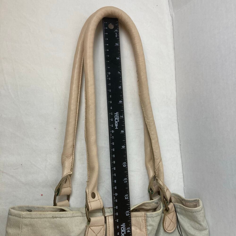 Vintage Addiction Canvas Tote Bag Cream Pink Leather Accent Beach Bus Camper Van - Picture 14 of 16
